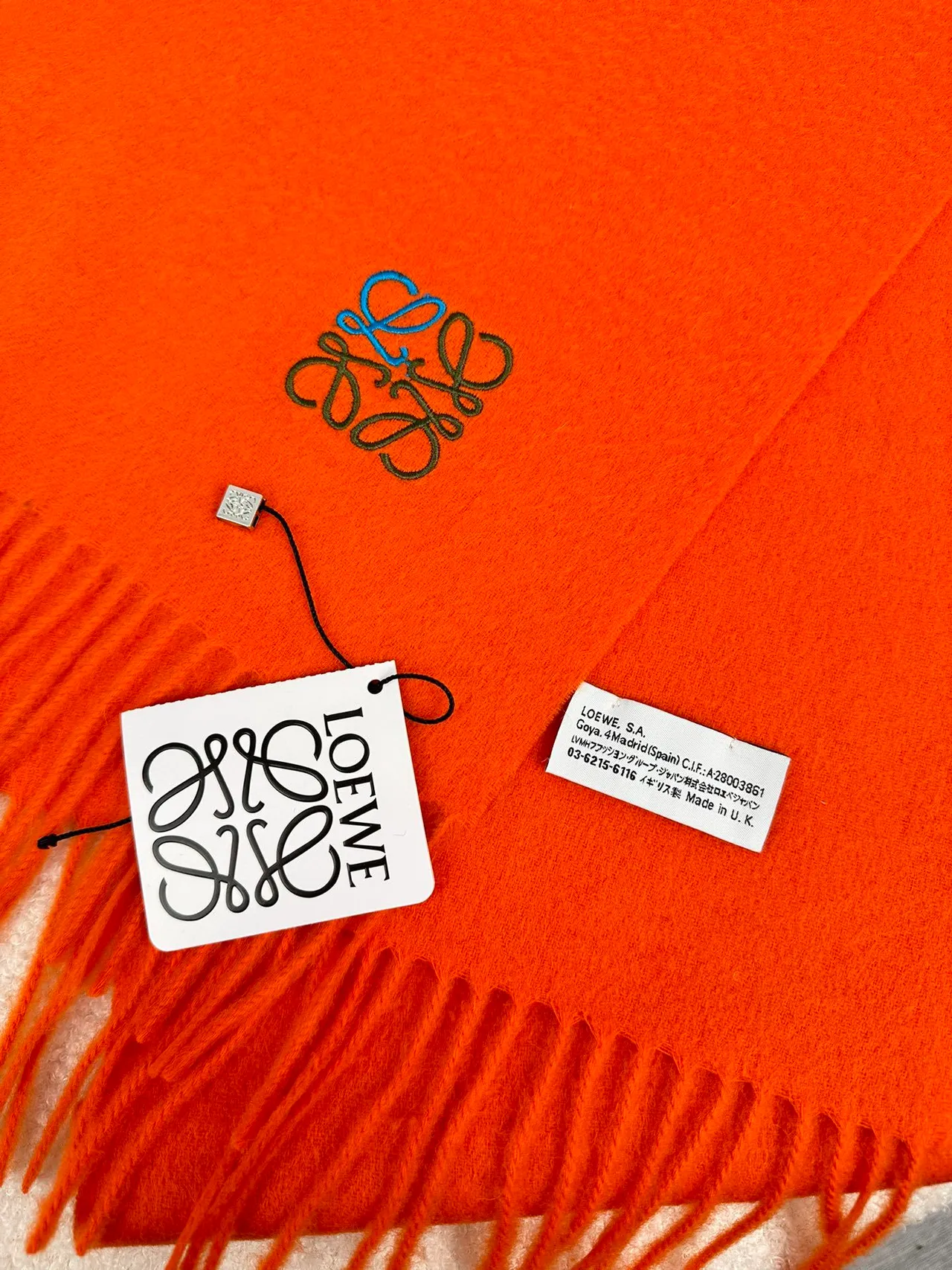 Loewe Anagram bufanda cachemir bordada naranja 5