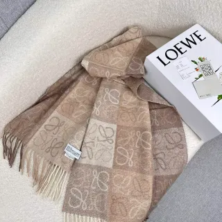 Loewe Anagram Monogram Tonal Beige Cashmere Scarf