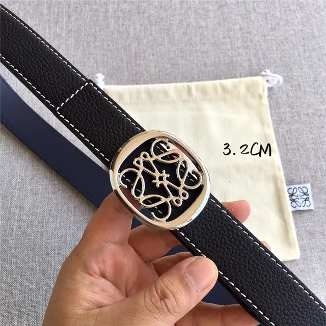Loewe Anagram حزام جلدي قابل للعكس بلون بني فاتح وأسود 23