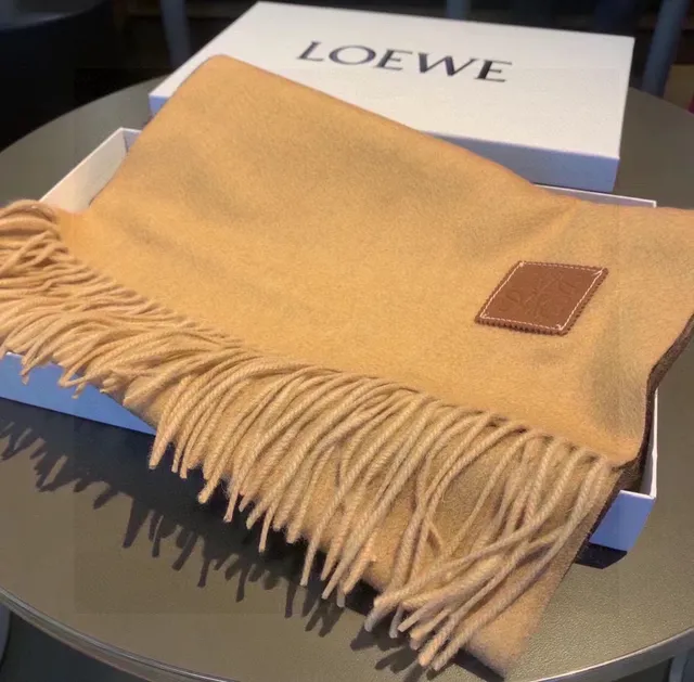 Loewe Anagram দুপট্টা দুই রঙের উটের রঙ এবং বাদামী ক্যাশমিয়ার দুপট্টা 4