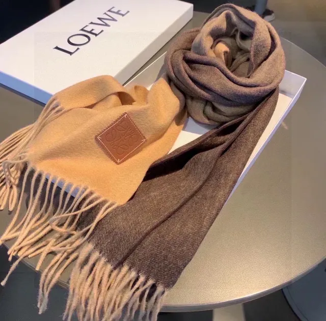 Loewe Anagram দুপট্টা দুই রঙের উটের রঙ এবং বাদামী ক্যাশমিয়ার দুপট্টা 8
