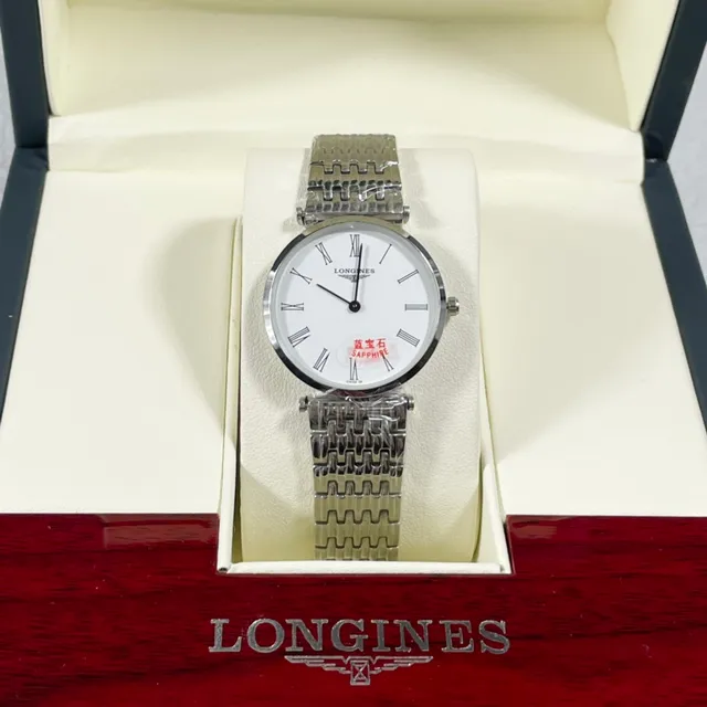 Longines 银白色极简罗马数字表盘石英手表 4