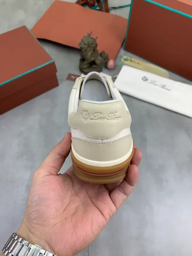 Sneakers Lifestyle Loro Piana Beige et Marron Canvas-Leather 3