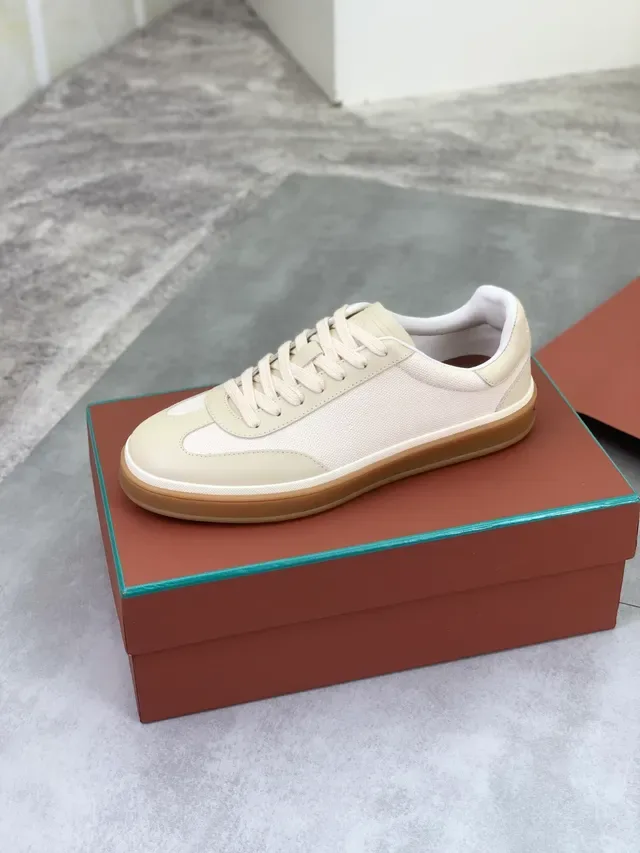 Sneakers Lifestyle Loro Piana Beige et Marron Canvas-Leather 4