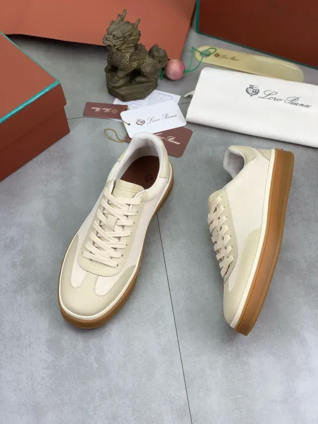 Sneakers Lifestyle Loro Piana Beige et Marron Canvas-Leather 5
