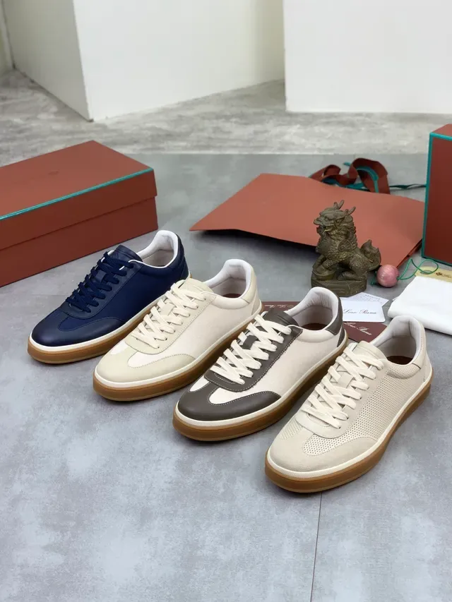 Sneakers Lifestyle Loro Piana Beige et Marron Canvas-Leather 6