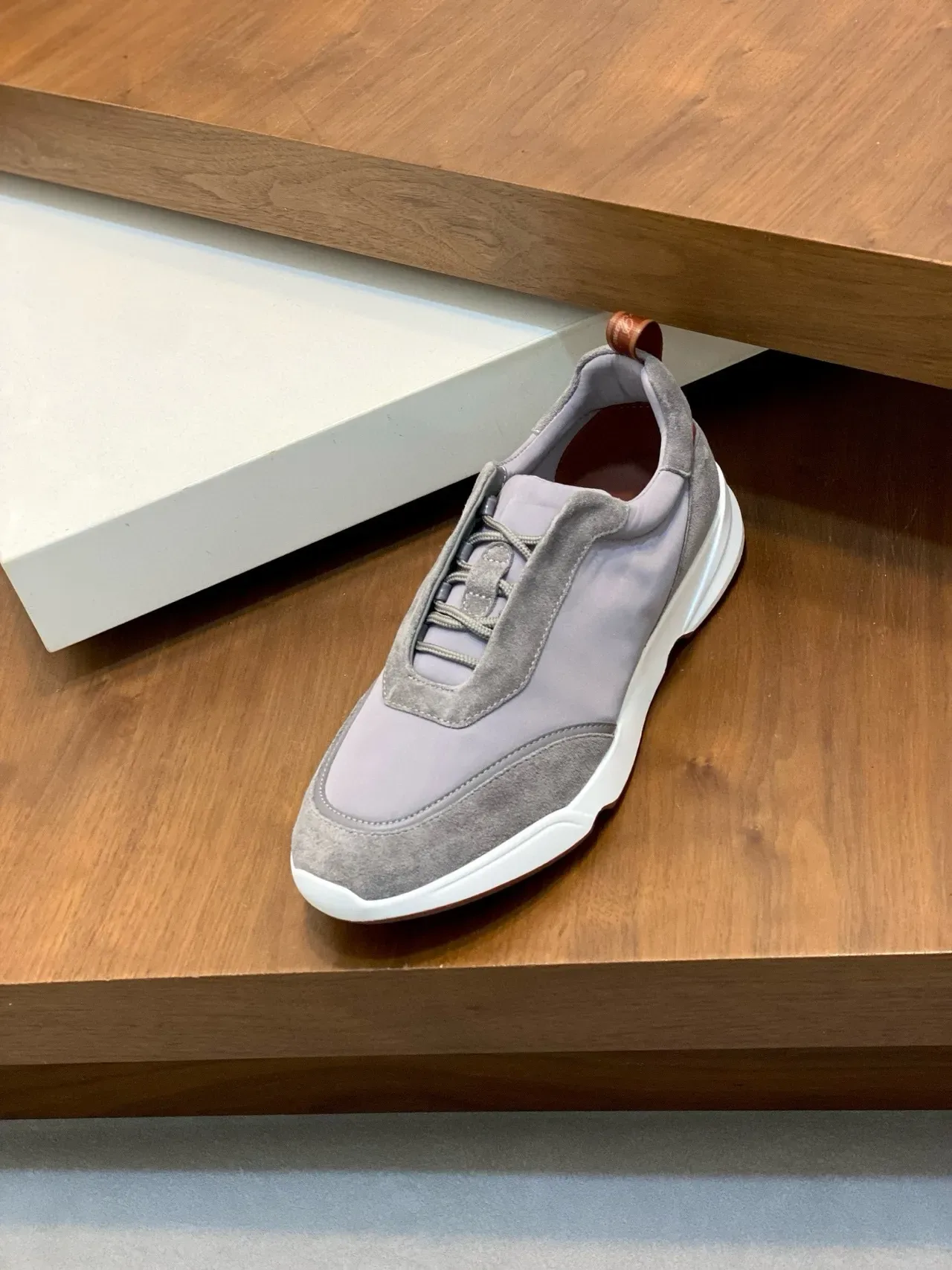Loro Piana أحذية رياضية أسلوب حياة من السويدي الرمادي والنايلون التي تُرتدى بسهولة 6