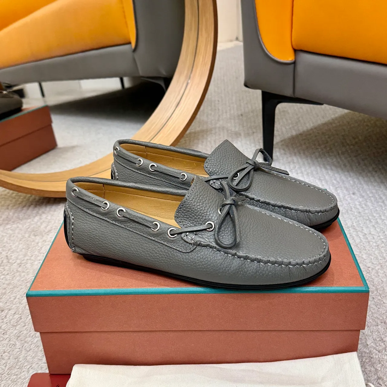 Loro Piana LP Dots Walk 灰色磨砂皮乐福鞋 4