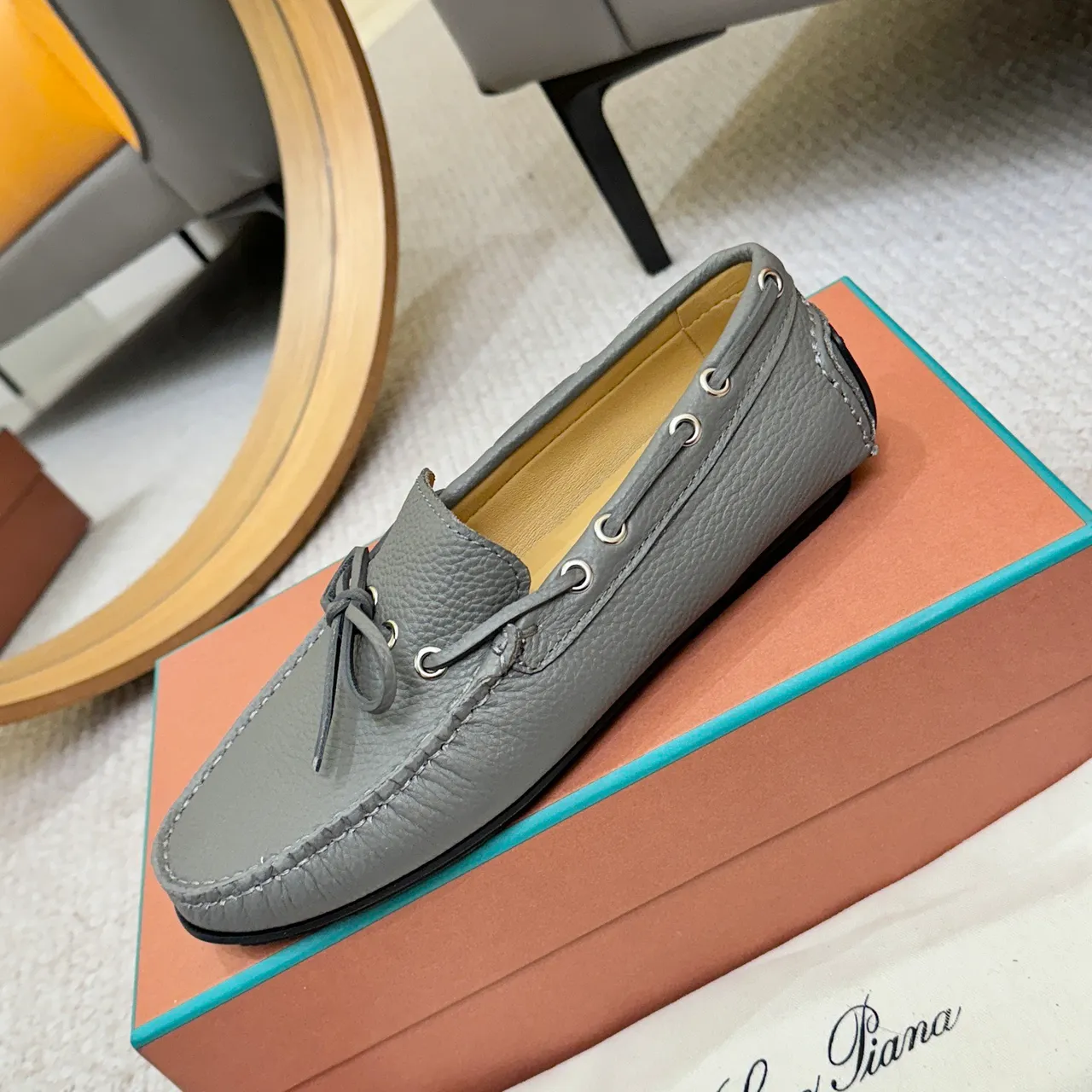 Loro Piana LP Dots Walk 灰色磨砂皮乐福鞋 6