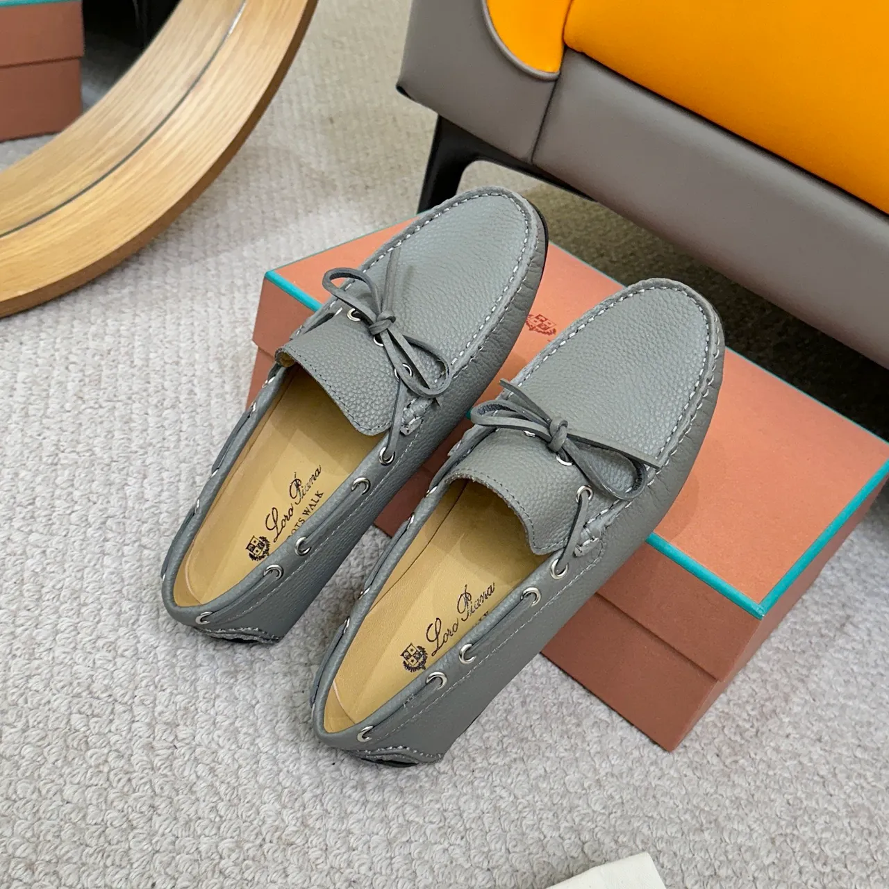 Loro Piana LP Dots Walk 灰色磨砂皮乐福鞋 8
