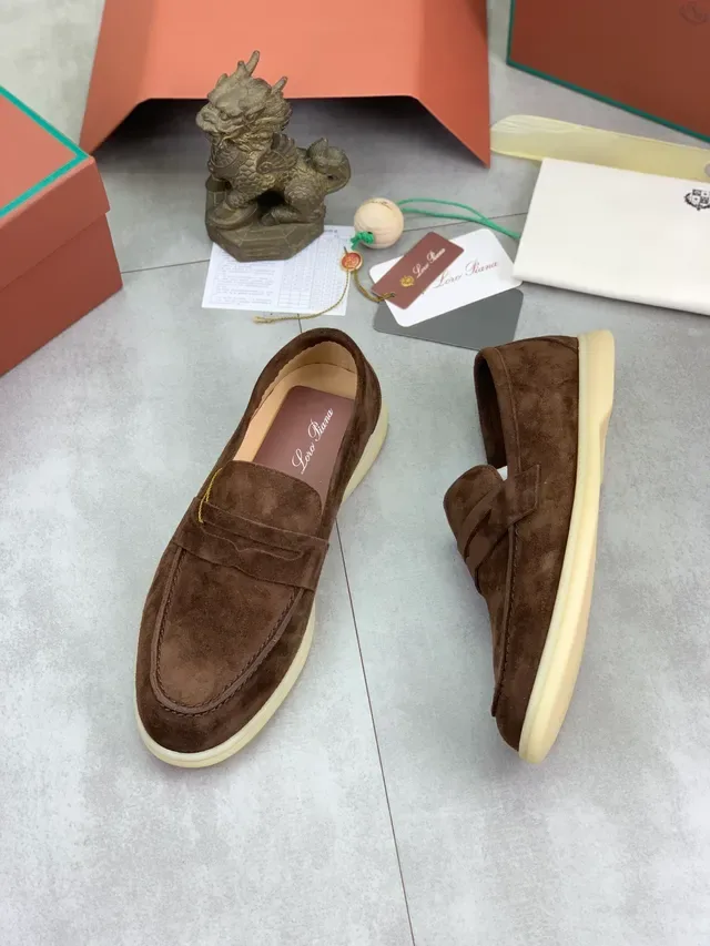 Loro Piana لورفر بيني بني بيج سويد كريب سول 5