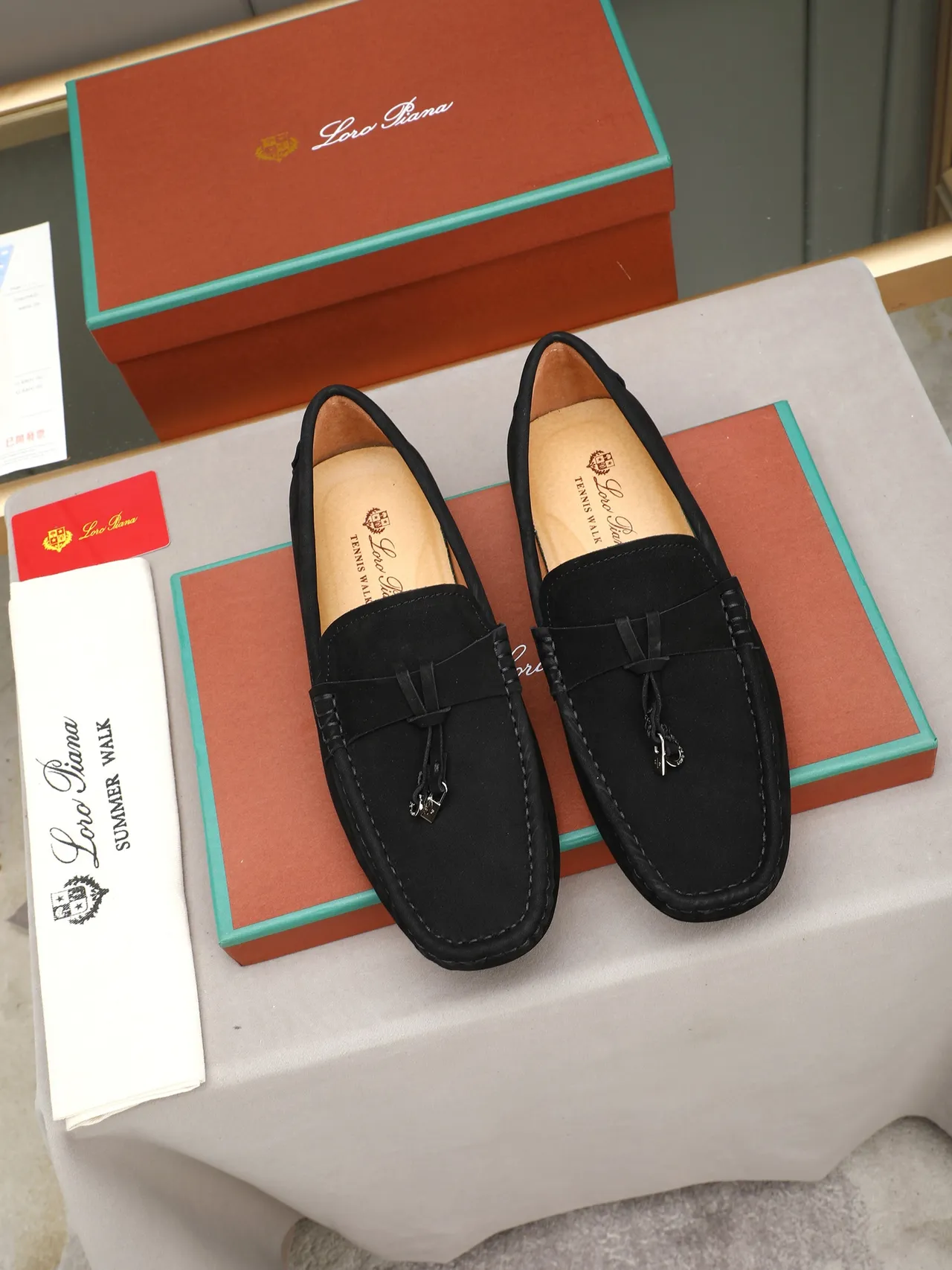 Loro Piana Summer Walk Black Suede Tassel Loafer 2