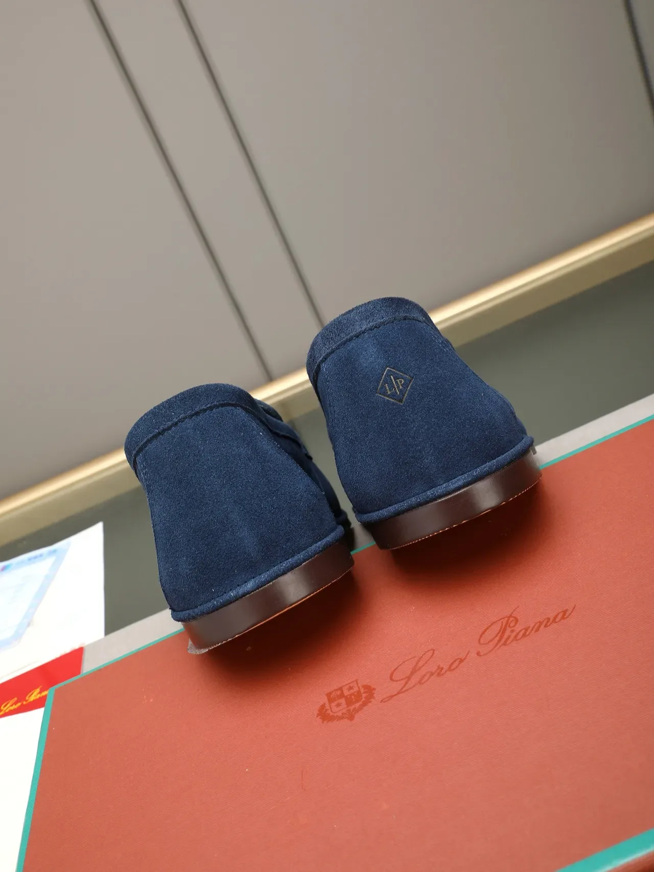 Loro Piana Summer Walk Mocassim Penny Camurça Marinho 3
