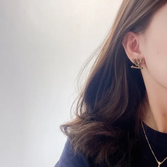 Louis Vuitton Asymmetrical Bark-Textured Silver and Gold Earrings 7
