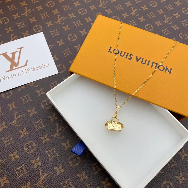 Louis Vuitton Bag-Shaped Monogram Pendant Gold Necklace 2