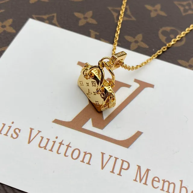 Louis Vuitton Bag-Shaped Monogram Pendant Gold Necklace 3
