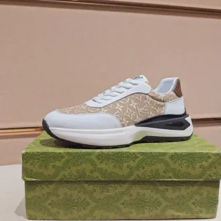 Louis Vuitton Beige White Monogram Canvas Leather Overlays Chunky Sneakers