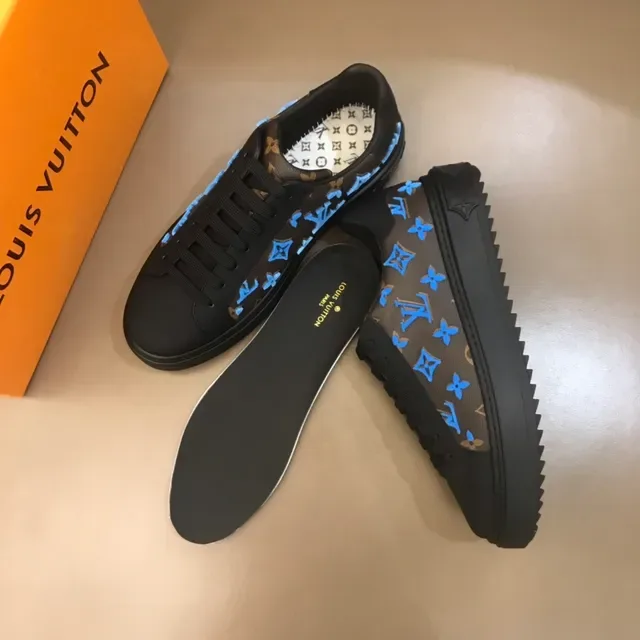 Louis Vuitton Tênis Lifestyle Preto Azul Monograma Lona Motivo Floral 2