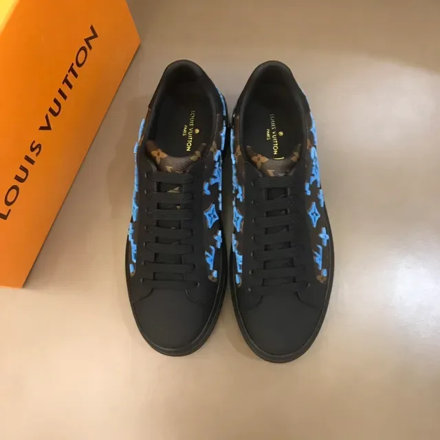 Louis Vuitton Tênis Lifestyle Preto Azul Monograma Lona Motivo Floral 3