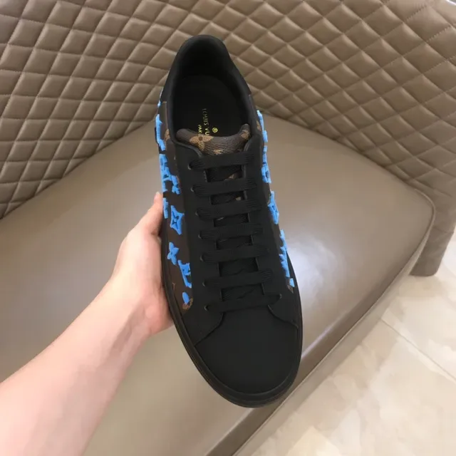 Louis Vuitton Tênis Lifestyle Preto Azul Monograma Lona Motivo Floral 6