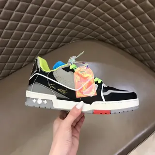 Louis Vuitton Tênis Lifestyle Preto Cinza Upper Sintético em Camadas Sola Chunky Esculpida
