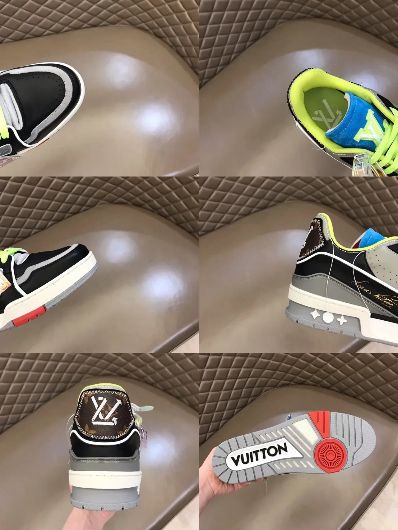 Louis Vuitton লাইফস্টাইল স্নিকার্স কালো ধূসর লেয়ার্ড সিন্থেটিক উপর চাঙ্কি স্কাল্প্টেড সোল 3
