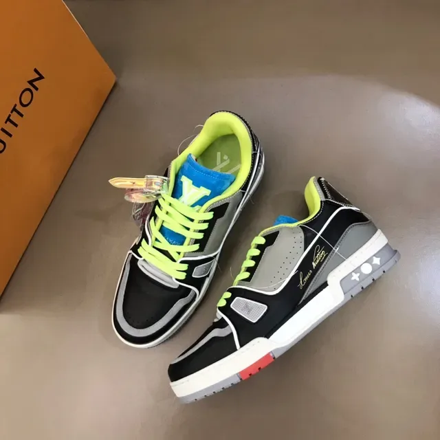 Louis Vuitton লাইফস্টাইল স্নিকার্স কালো ধূসর লেয়ার্ড সিন্থেটিক উপর চাঙ্কি স্কাল্প্টেড সোল 8