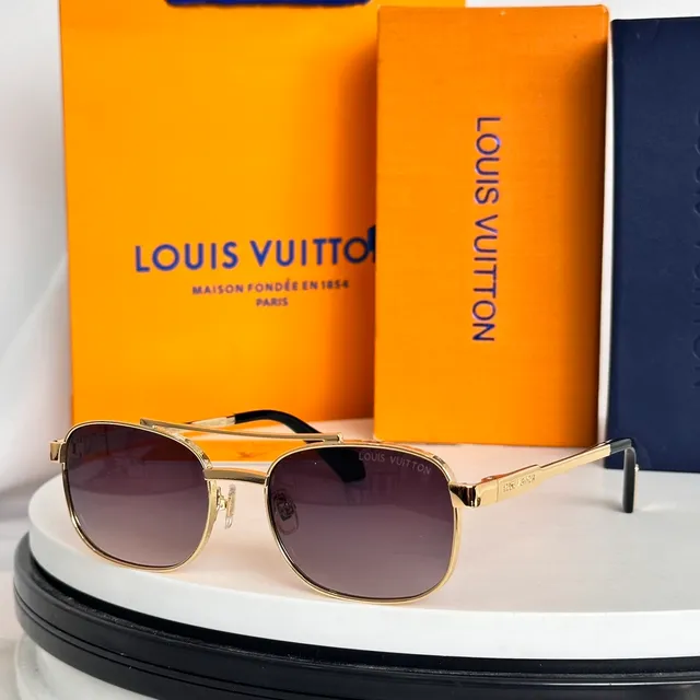 Louis Vuitton Lunettes de soleil à monture en métal noir dégradé marron 6