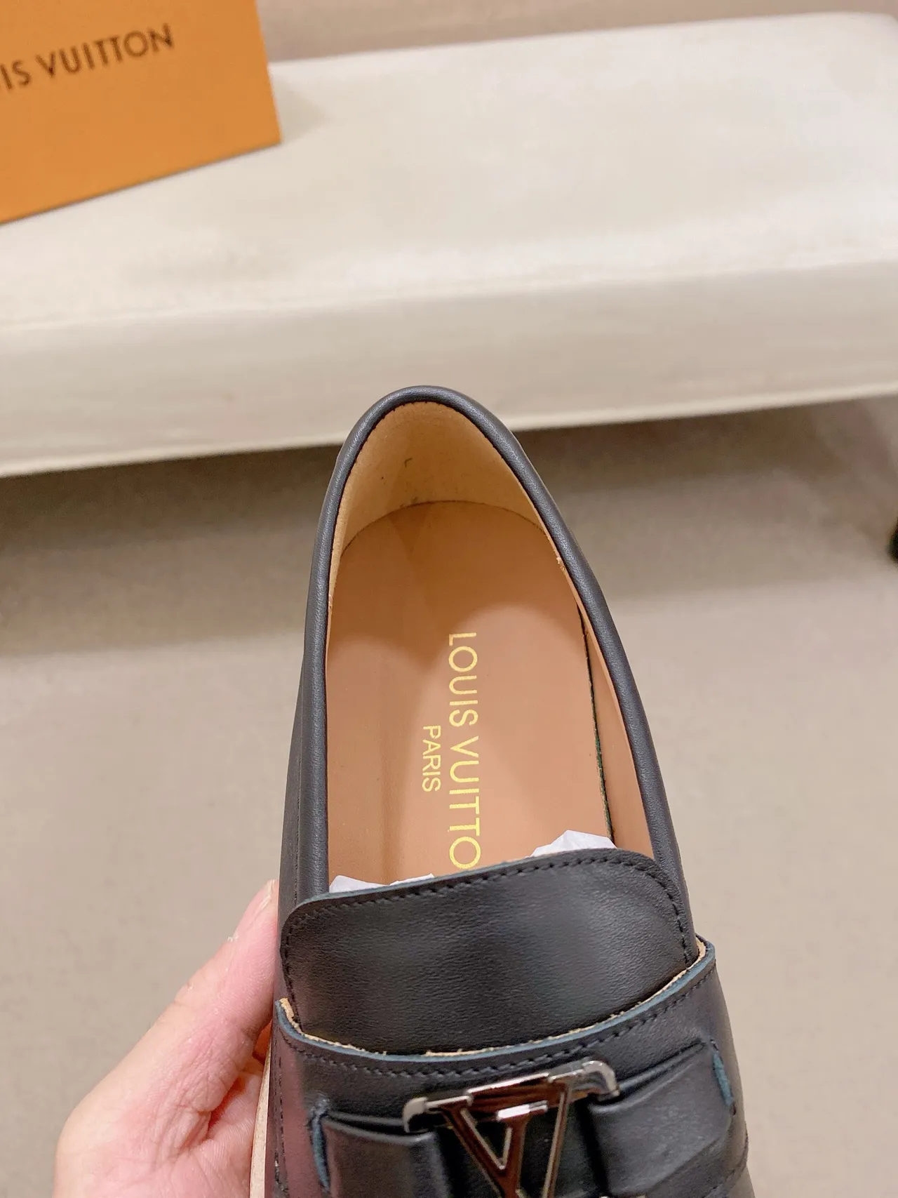 Louis Vuitton Black White Leather Buckle Strap Loafer 4