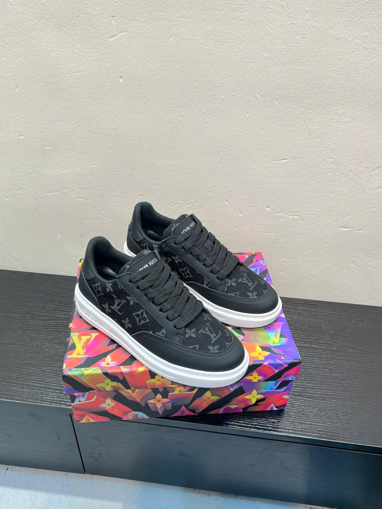 Louis Vuitton Black White Monogrammed Textile Upper Low-Top Silhouette Lifestyle Sneakers 4