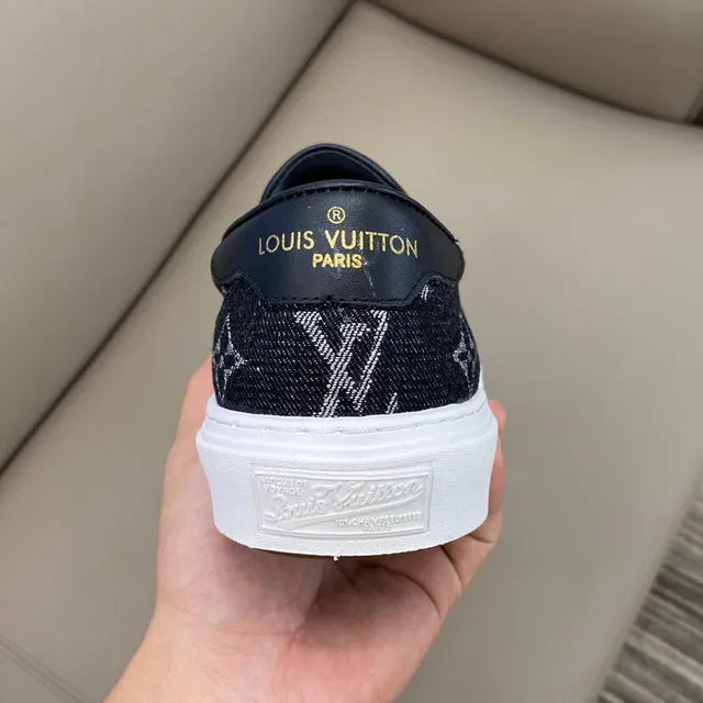 Louis Vuitton Black White Slip-On Monogram-Printed Lifestyle Sneakers 3