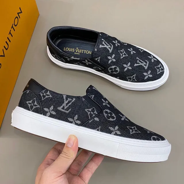 Louis Vuitton Black White Slip-On Monogram-Printed Lifestyle Sneakers 6