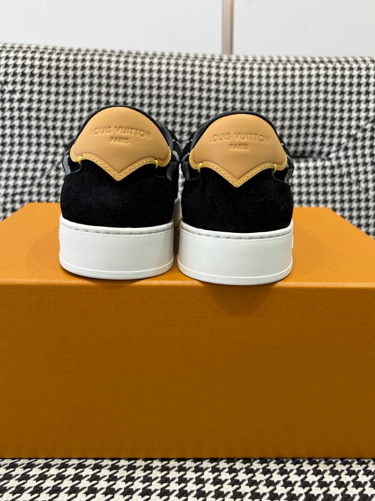 Louis Vuitton Black White Suede Upper Checkerboard Paneling Lifestyle Sneakers 3