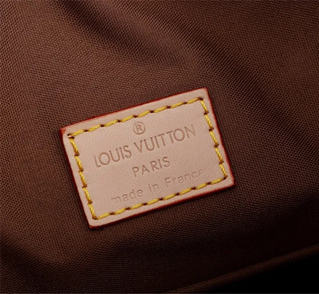 Louis Vuitton Marrom Bege Monograma Lona Borda de Couro Bolsa Hobo 3