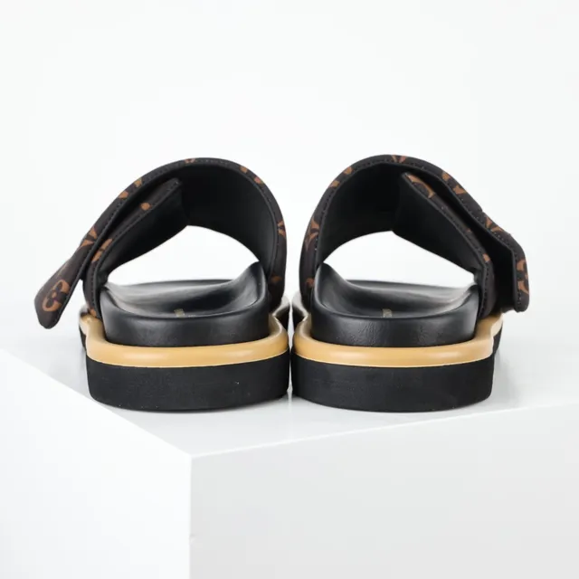 Louis Vuitton বাদামী বেইজ মোনোগ্রাম ক্যানভাস স্ট্র্যাপ কালো ফুটবেড স্লিপার 8