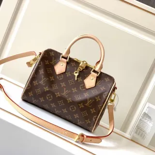 Louis Vuitton भूरा भूरी मोनोग्राम कैनवास टैन चमड़ा ट्रिम बॉस्टन बैग