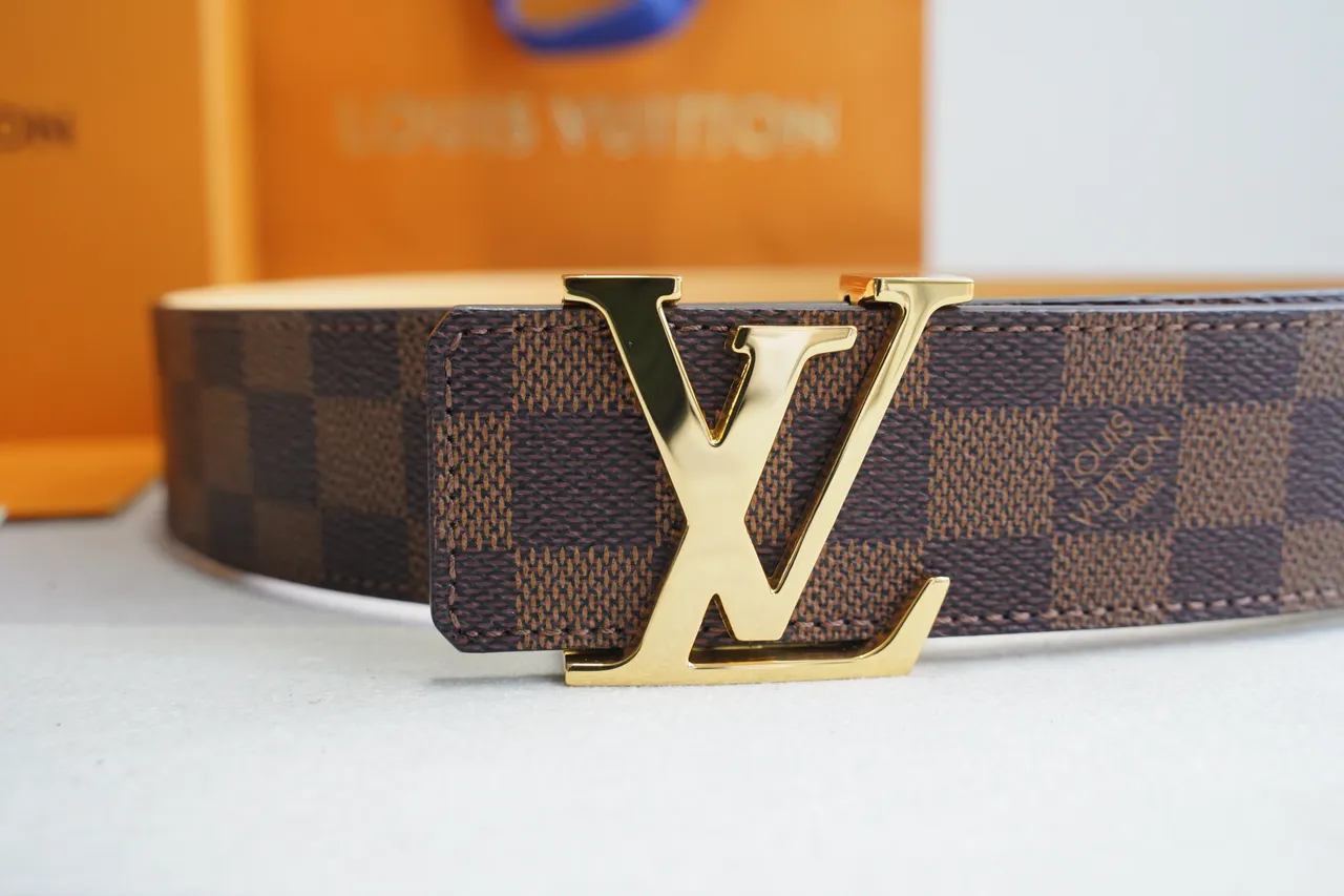 Louis Vuitton marrón dorado Damier Ebène Canvas LV Turnlock Buckle Correa de cuero 2