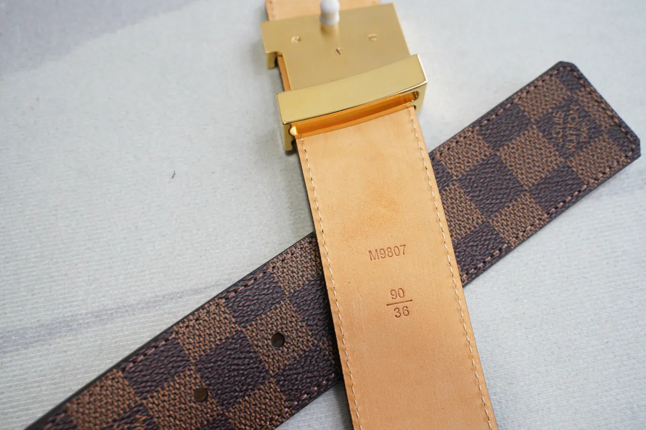 Louis Vuitton marrón dorado Damier Ebène Canvas LV Turnlock Buckle Correa de cuero 4