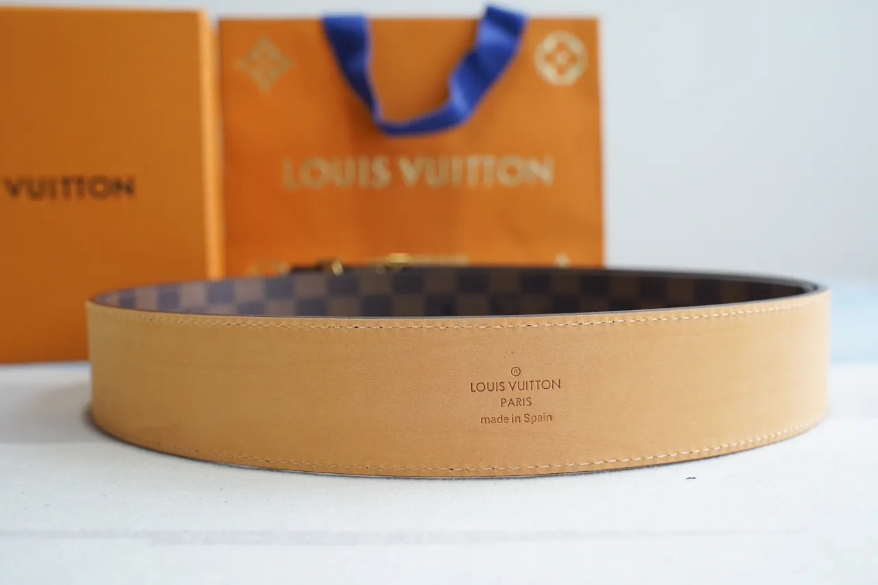 Louis Vuitton marrón dorado Damier Ebène Canvas LV Turnlock Buckle Correa de cuero 5