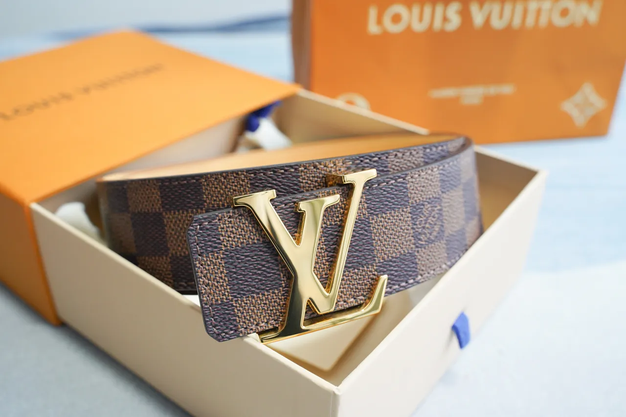 Louis Vuitton marrón dorado Damier Ebène Canvas LV Turnlock Buckle Correa de cuero 7