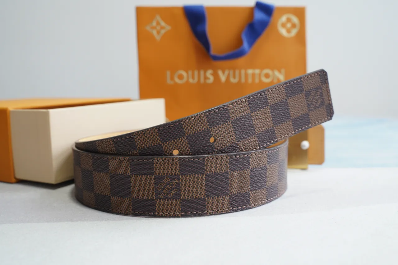 Louis Vuitton marrón dorado Damier Ebène Canvas LV Turnlock Buckle Correa de cuero 8