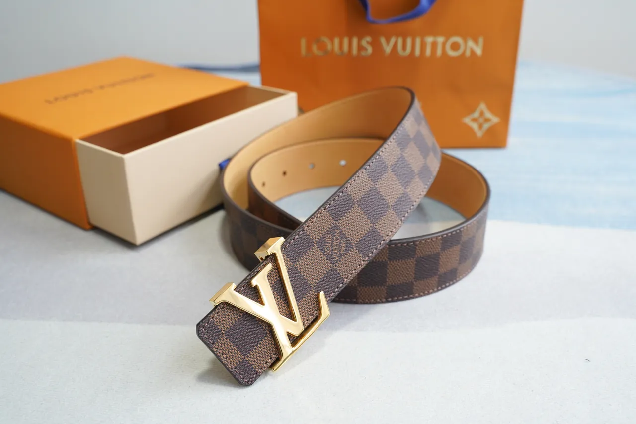 Louis Vuitton marrón dorado Damier Ebène Canvas LV Turnlock Buckle Correa de cuero 9