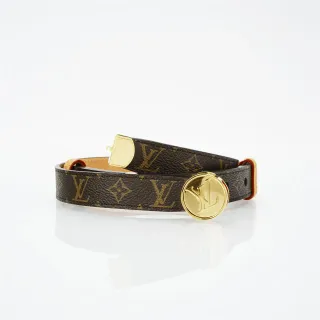 Louis Vuitton भूरा सोने का मोनोग्राम कैनवास हार्डवेयर चमड़े का बेल्ट