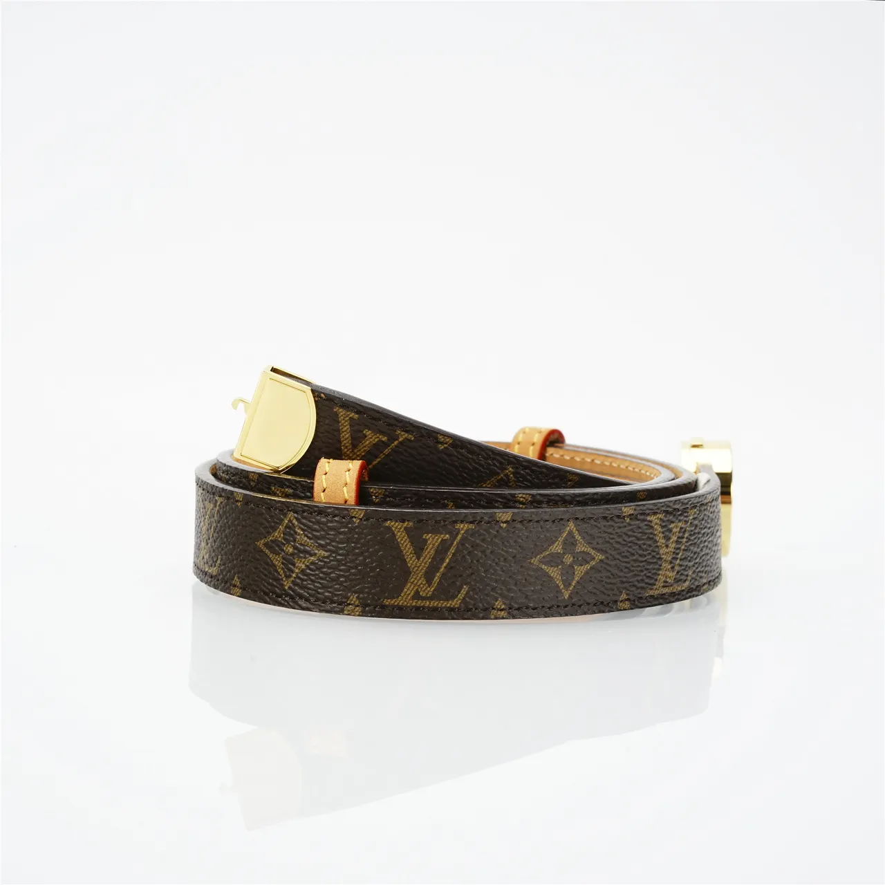 Louis Vuitton 棕色金色印花帆布五金皮革腰带 3