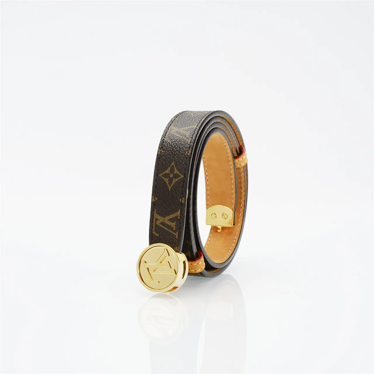 Louis Vuitton 棕色金色印花帆布五金皮革腰带 6