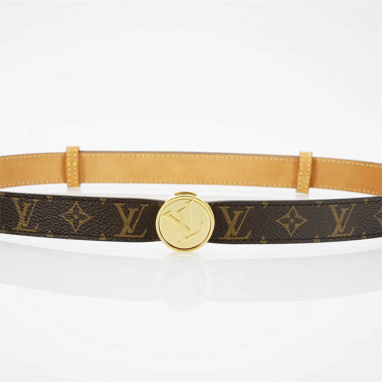 Louis Vuitton 棕色金色印花帆布五金皮革腰带 8