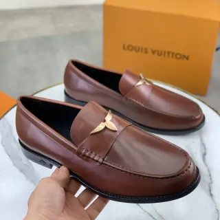 Louis Vuitton বাদামী চামড়ার ফুলের অলংকরণ লোফার