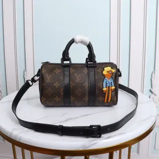 Louis Vuitton Brown Multicolor Monogram Canvas Embroidered Character Patch Boston Bag