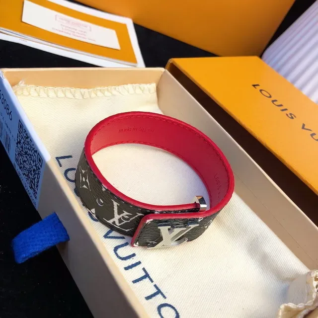 Louis Vuitton 棕红 老花 帆布 金属 LV 扣 皮带 2