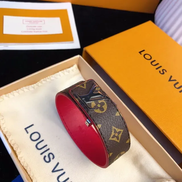 Louis Vuitton 棕红 老花 帆布 金属 LV 扣 皮带 4
